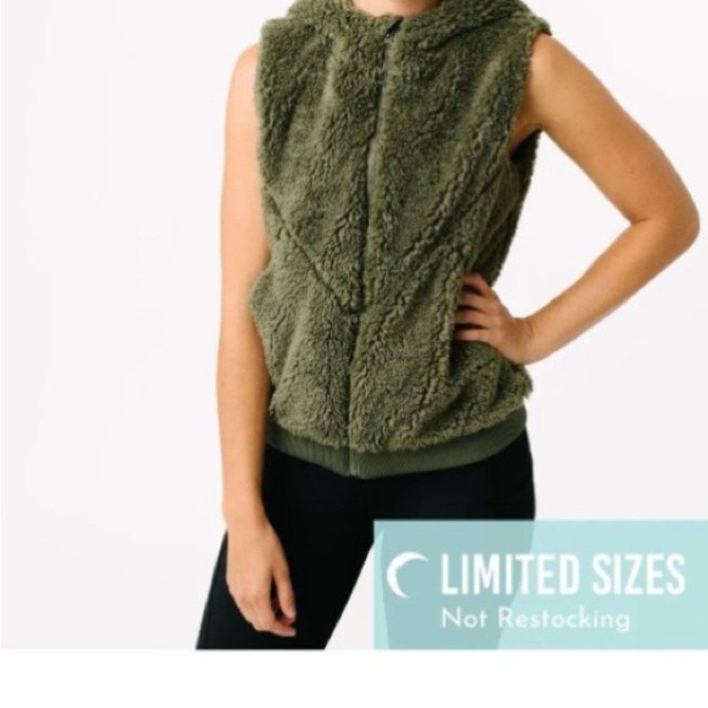 Olive Hooded Teddy Vest